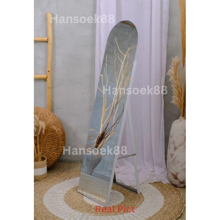 KACA CERMIN STANDING FRAMELESS OVALE CERMIN BERDIRI ROUNDED STANDING MIRROR FULL BODY FRAMELESS KACA