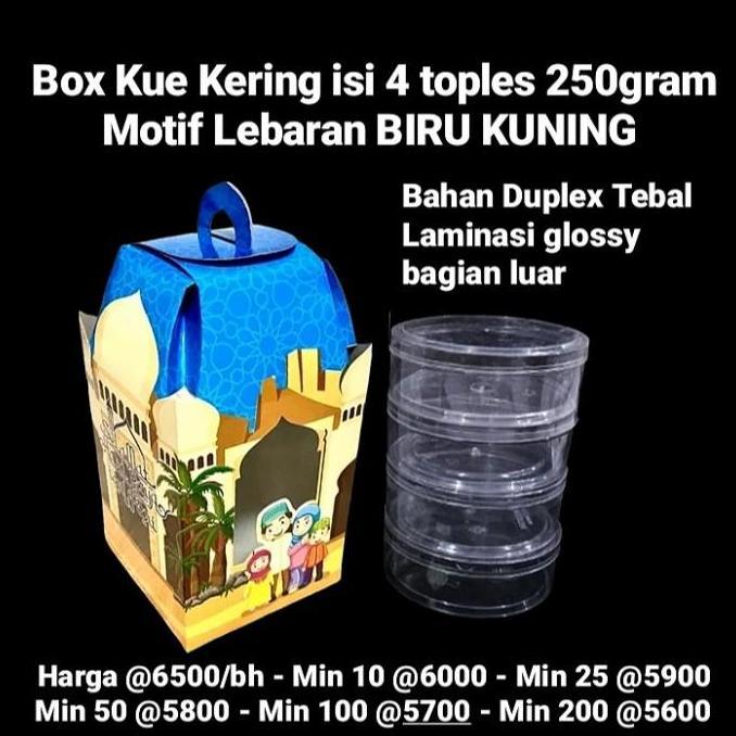 Box kue kering isi 4 toples 250gram motif lebaran murah