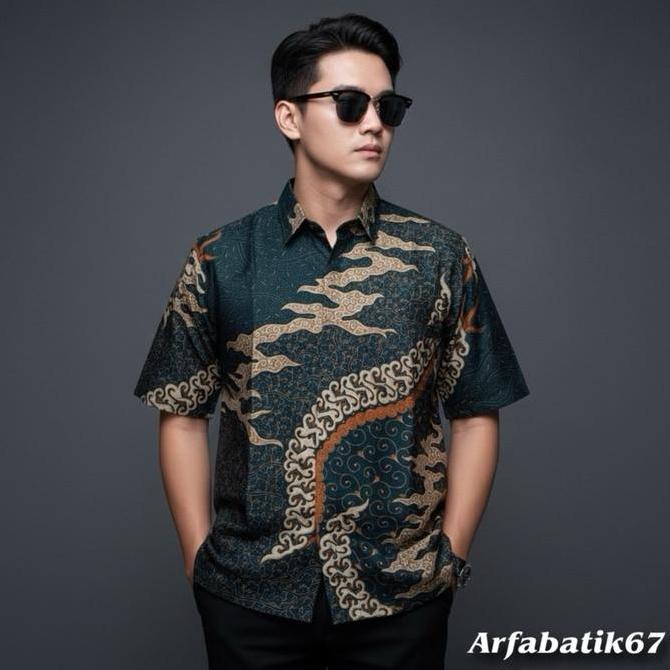 CAKRA HIJAU EMERALD Kemeja batik pria lengan panjang katun prima premium lapis furing hero ready ser
