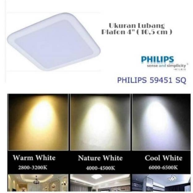 59451 Philips Downlight Led 9w Kotak SQ Meson Lampu 9 Watt 9watt Inbow