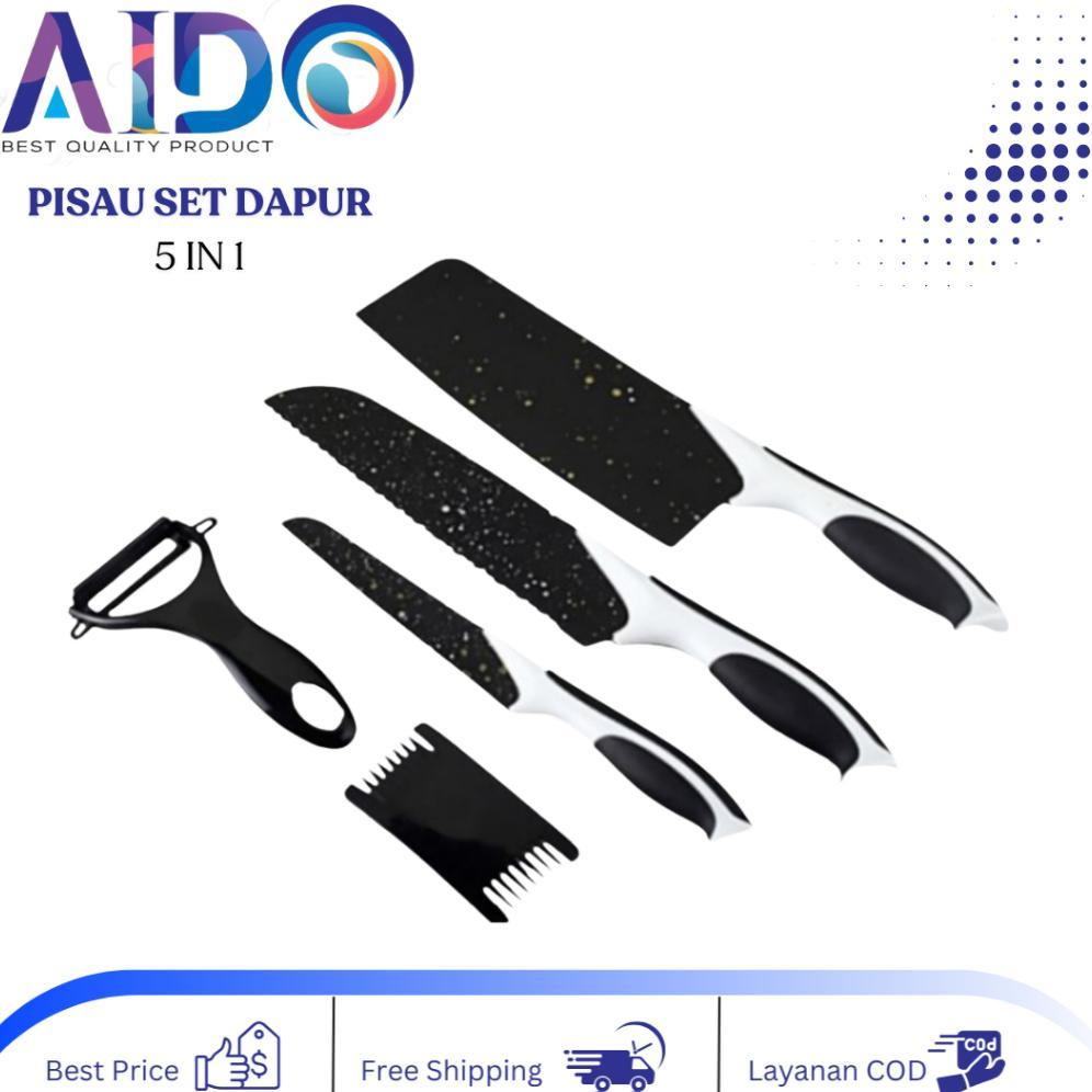 Termurah / Hot Sale Pisau Keramik Gsf / Pisau Set Pisau Dapur Isi 5Pcs Hitam / Pisau Set 5 Pcs Pisau