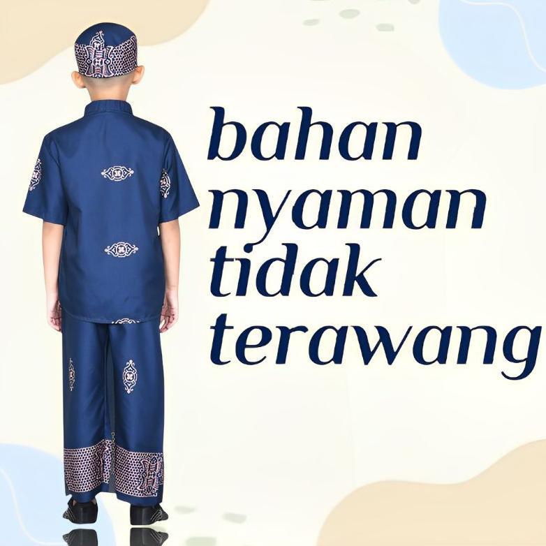 LIMITED SETELAN BAJU KOKO PECI ANAK LAKI-LAKI MUSLIM SARKOCI BATIK PEKALONGAN USIA 3-10 TAHUN