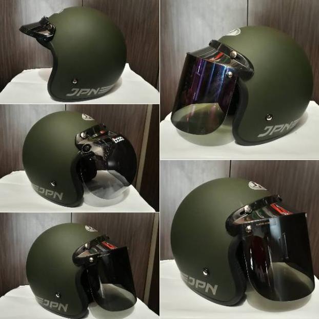 Helm Bogo Retro Hijau Army Dop