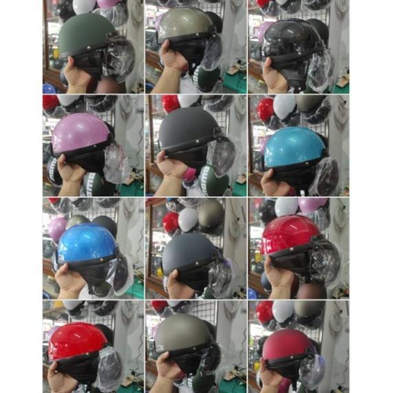 Helm Bogo Setengah Original Retro Chips Vintage Kaca Cembung / Datar / PET / TANPA Kaca