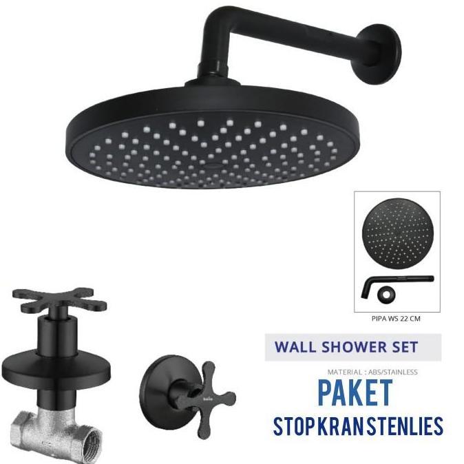 Wall shower paket stop kran dingin/shower tanam/stop kran tanam