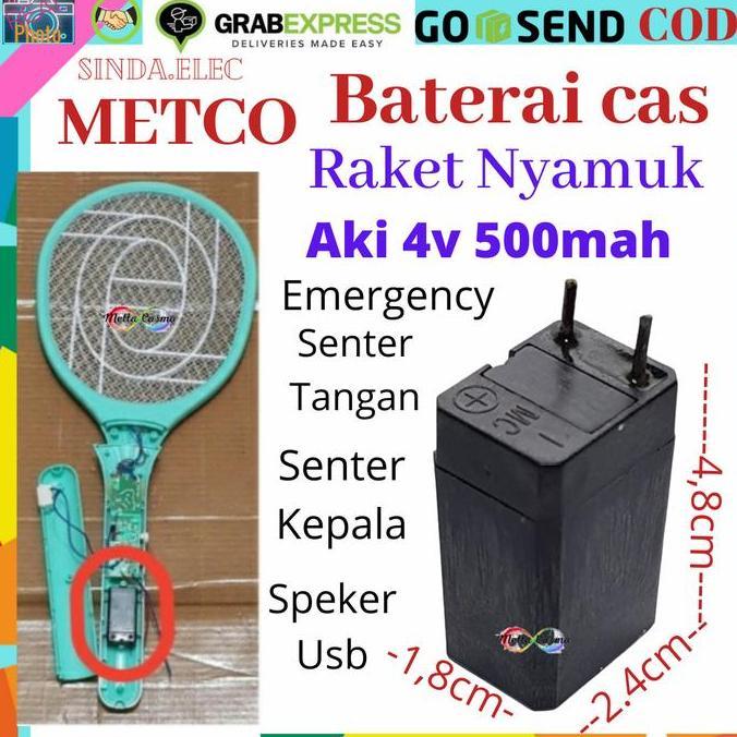 Baterai Raket Nyamuk Aki Kering 4 Volt 500mah Senter Emergency Speaker