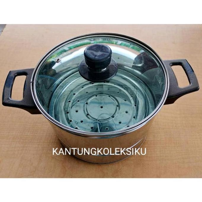 Panci Kukus Nasi Tutup Kaca Bahan Stainless Steel Kapasitas Mulai 1kg-3kg.