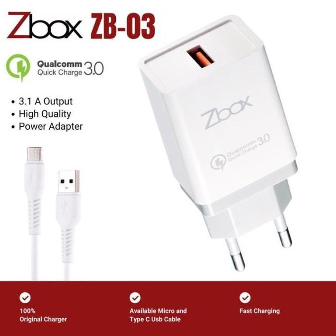 Zbox ZB-03 Charger 3A with micro/type-C USB Fast Charging Qualcomm