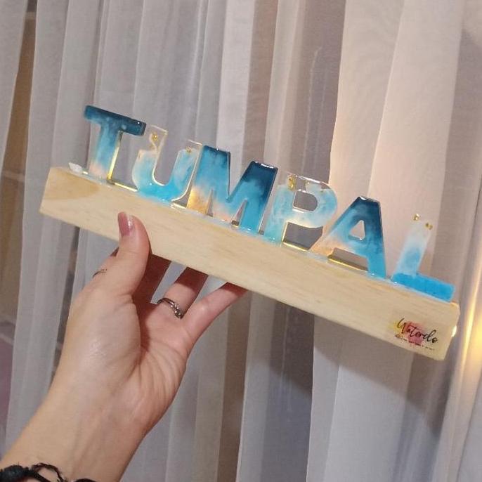 lampu tidur/meja hias lamp nametag nama resin hadiah gift