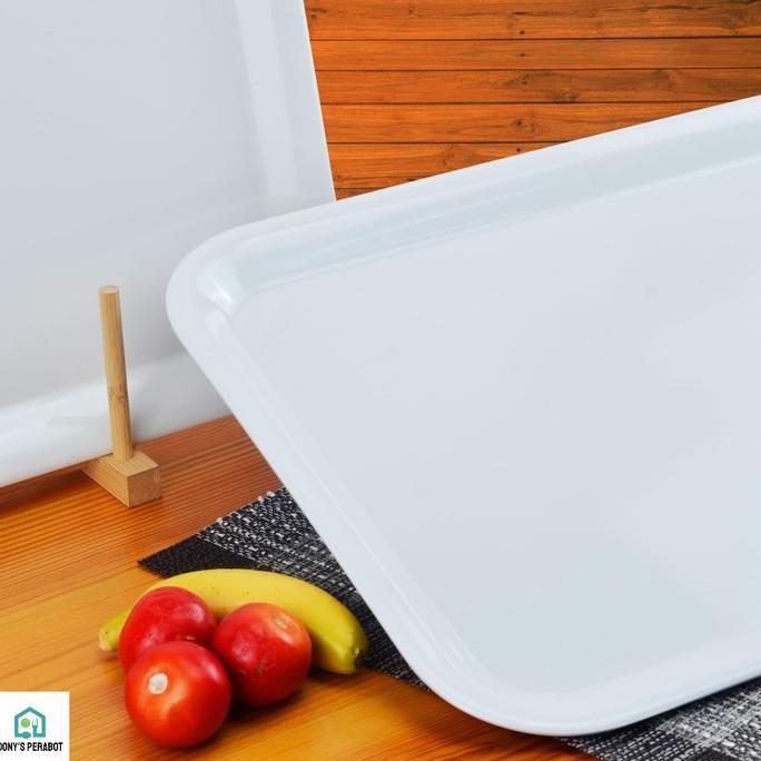 Nampan Melamin PutihTalam Putih Tebal Mewah Kekinian