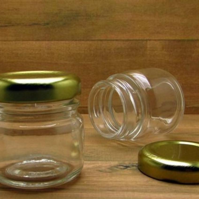 /10 Pcs 30Ml  Jar Silinder Kaca Tutup Gold / Botol Kaca Silinder Jar 30Ml