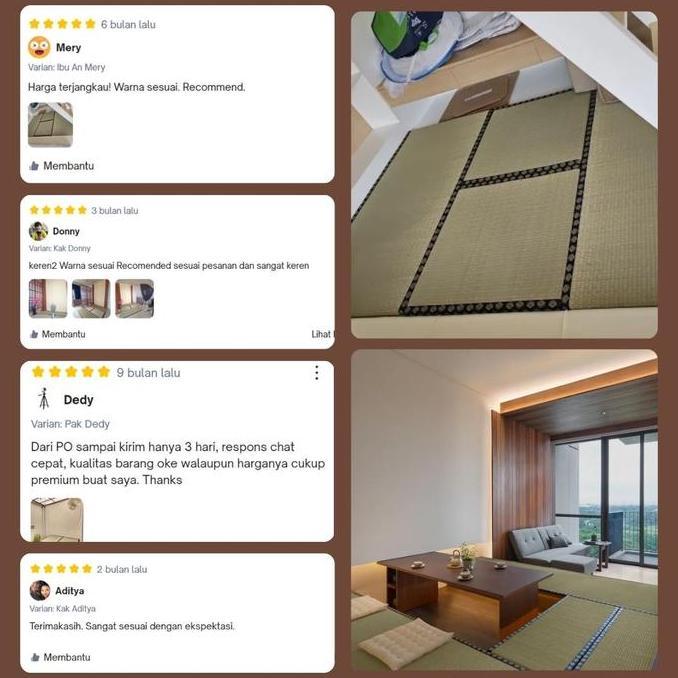 CUSTOM TATAMI Jepang Igusa Japanese Tatami Igusa Tikar Karpet Lampit Mat Matras