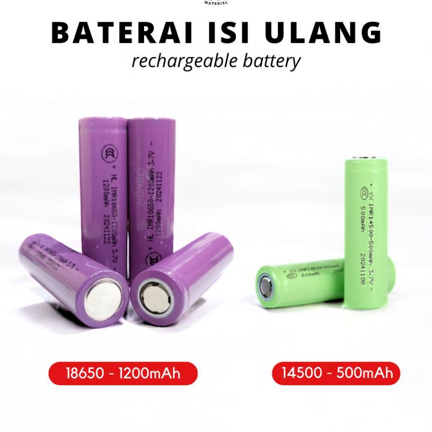 [Jam] Baterai Isi Ulang Lithium Charger Hongli 14500 500Mah 18650 1200Mah 3,7V  Rechargeable Battery