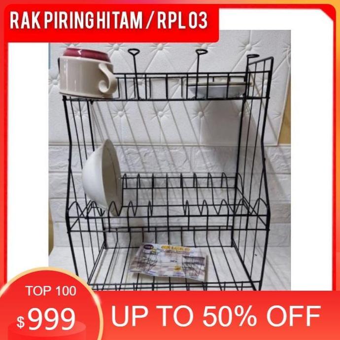 RPL 03 HITAM / RAK PIRING SUSUN 3 ANTI KARAT / rak kawat susun 3 / rak piring RPL 03 / rak piring RP