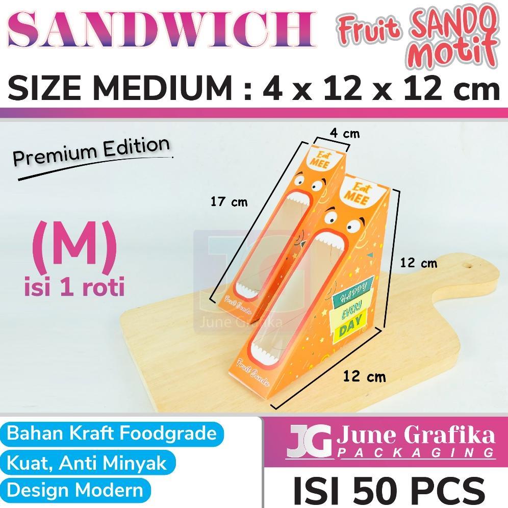 (Isi 50Pcs) Kemasan / Box Sandwich / Packaging Kraft Sandwich / Kotak Roti Kraft / Mika Segita Sandw