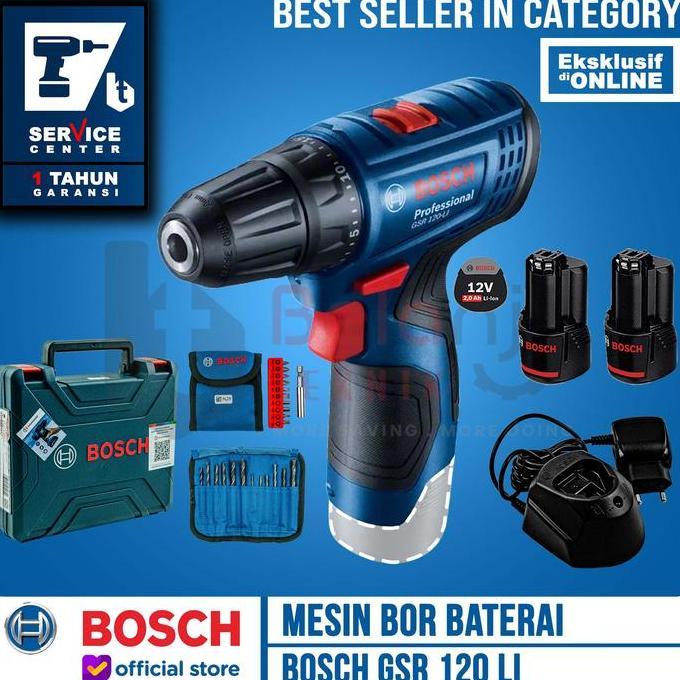 Powerx- Bosch Gsr 120-Li Gen3 Mesin Bor Baterai 12V Cordless Drill Dengan Ecp & Torsi Lebih Kuat 20%