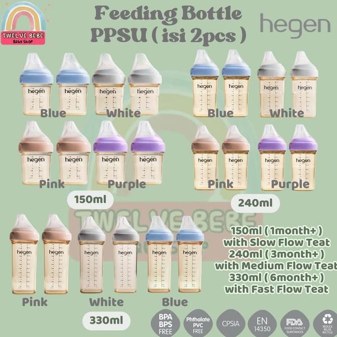 Hegen Feeding Bottle Isi 2Pcs 150Ml 240Ml 330Ml / Botol Susu Bayi Baby Newborn Terlaris