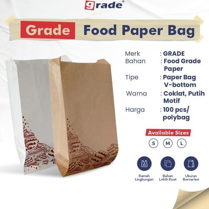 Paper Bag Polos GRADE Kantong Kertas Roti Kue Food grade