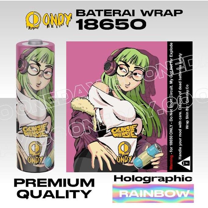 Wrap Skin Pelindung Baterai 18650 Hologram Stiker Creamsie Whimsi ONDY