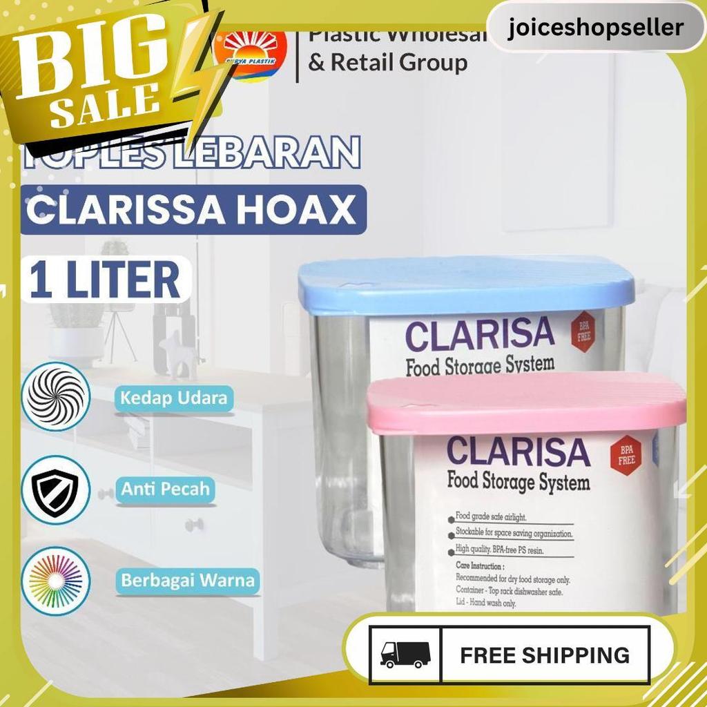 Toples Kue  Kerupuk Lebaran Plastik /Toples Serbaguna/Toples Clarissa / Frenjoy 1 Liter Termurah