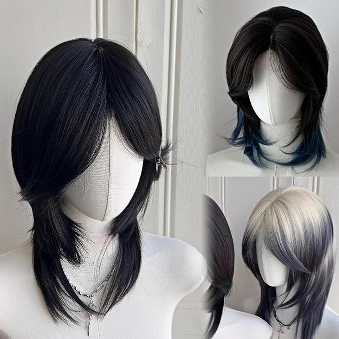 Byxt- Wig Wolfcut Wig Rambut Pria Rambut Palsu Wanita 2 Warna Wig Pria Wig Rambut Pendek Wig Wanita 