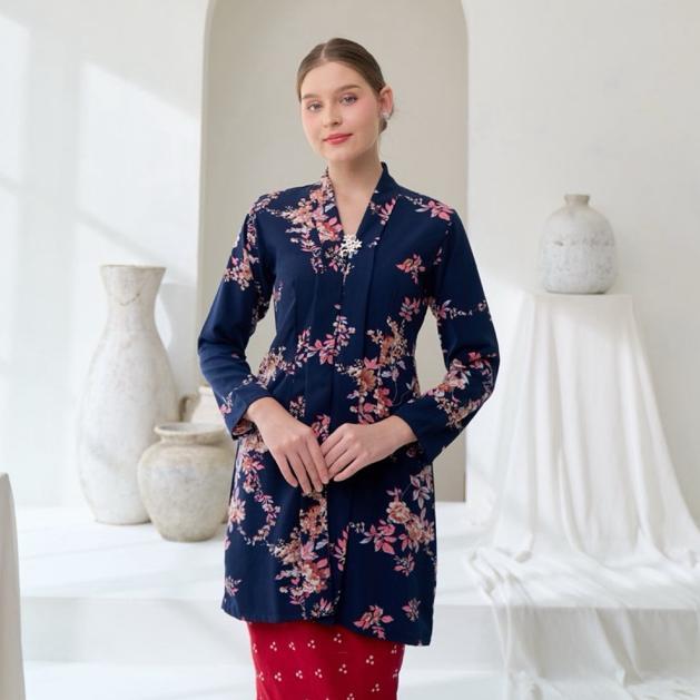 BEST SELLER Kebaya Kartini Bunga / Kebaya Kondangan Navy / Kebaya Kartini Modern