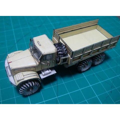 DIY Papercraft pola Kendaraan Truk Pengangkut Kraz 255 Brown Color 1:43 (DIY=Kertas)