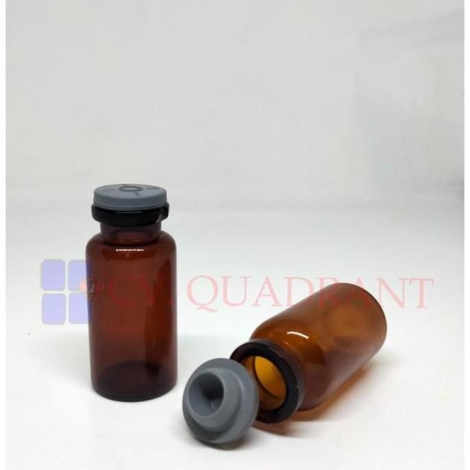 Botol Vial Kaca Coklat Tutup Karet