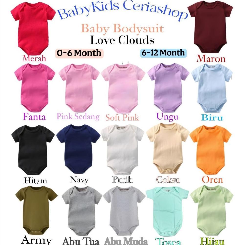 Grosir Jumper Bayi / Jumper Lengan Pendek Polos Bayi Love Cloud Original (Sni)