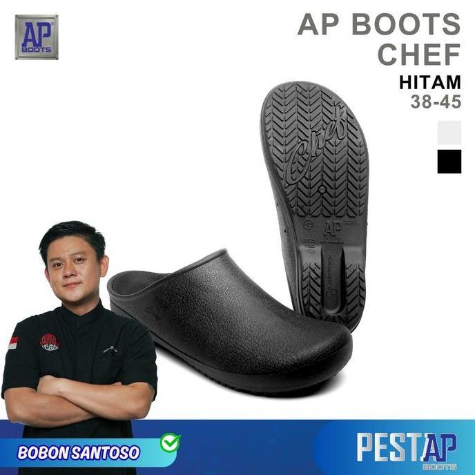 AP Boots AP Chef Hitam - Sepatu Slip On Dapur Shoes Karet