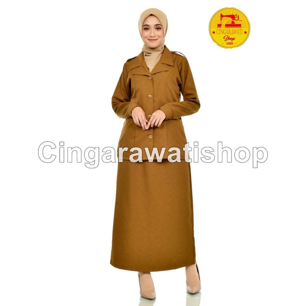 Bagus Seragam Pns Wanita Setelan Baju Dinas Pemda Pdh Khaki Tua Muslimah