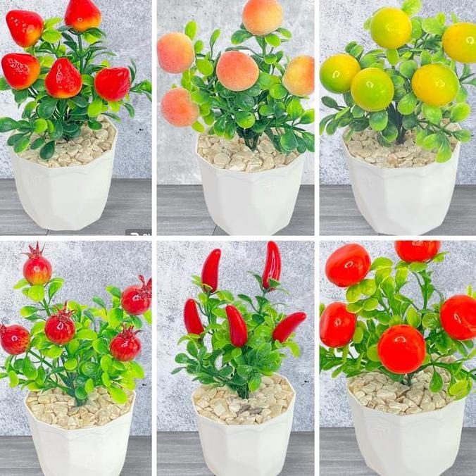 BUNGA HIAS BUAH PLASTIK ARTIFICIAL / BUNGA HIAS POT KRISTAL BUAH ARTIFICIAL / BUNGA HIAS MURAH BUAH 