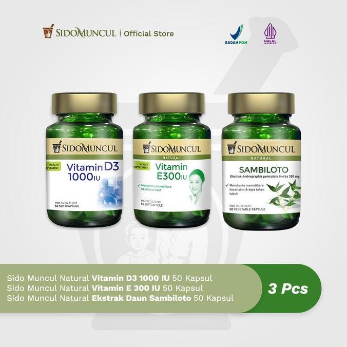 Haarvitamine- Sido Muncul Natural Vitamin D3 1000 Iu + Vitamin E 300 Iu + Sambiloto