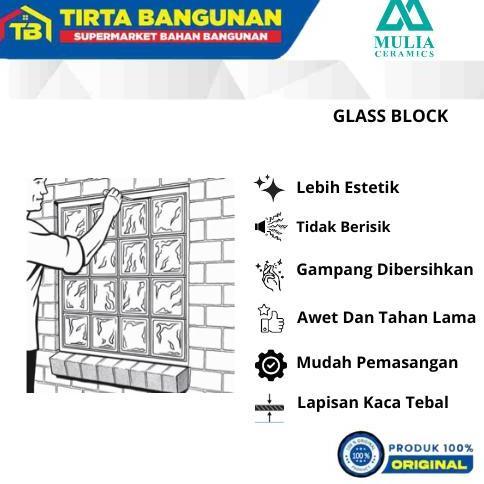 Speichern- Mulia 95000 19 X 19 X 9,5 Cm Clear Glass Block Balok Kaca Glass Box Kayu Pintu