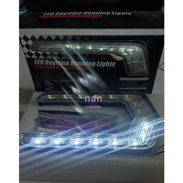 sepasang LED DRL kristal foglamp mobil | daytime running light drl
