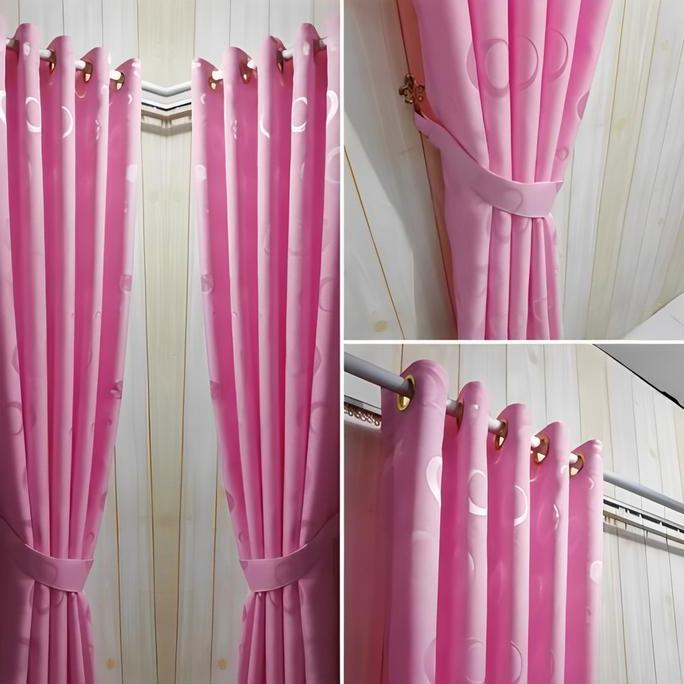 Flmy- Fadillah.Gorden Jendela Polos Embos Murah Motif Polkadot 10 Ring Hordeng - Gordyn - Korden - H