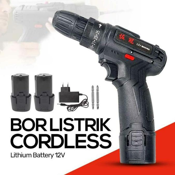 Bor Listrik Cordless Lithium Battery Rechargeable 12V