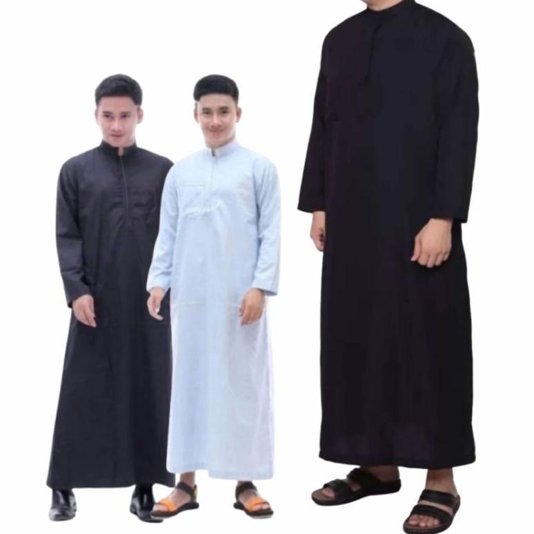 favorit jubah pria resleting / gamis pria / gamis hitam / thobe arab / gamis arab pria / jubah zaafe