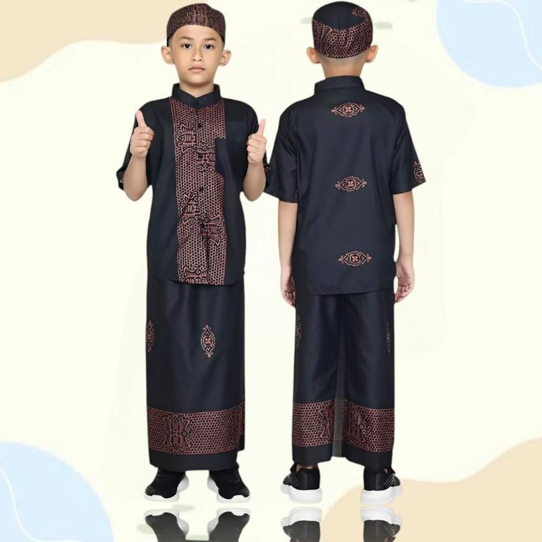 termurah setelan baju koko peci anak laki-laki muslim sarkoci batik pekalongan usia 3-10 tahun