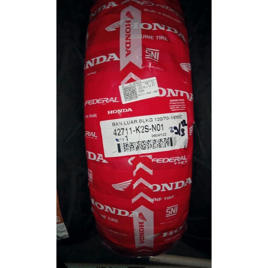 Ban Federal/AHM 120/70-14 K2S-N01 Tubeless, Ban Motor Matic tubles 120 70 14, Ban Vario 160