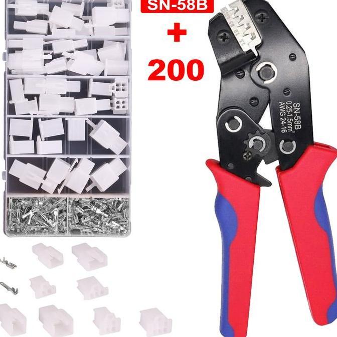 200pcs Socket + Tang Crimp Skun SN 58B Soket Motor Kecil Konektor Kabel Skun Terminal 2.8mm set Sock