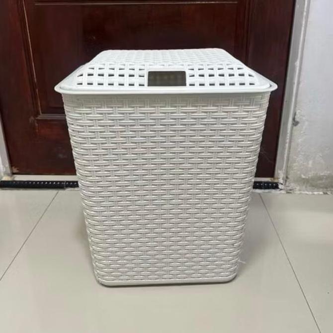 Keranjang segi laundry / tempat cucian pakaian anak bayi kotor bertutup tutup plastik / keranjang ba