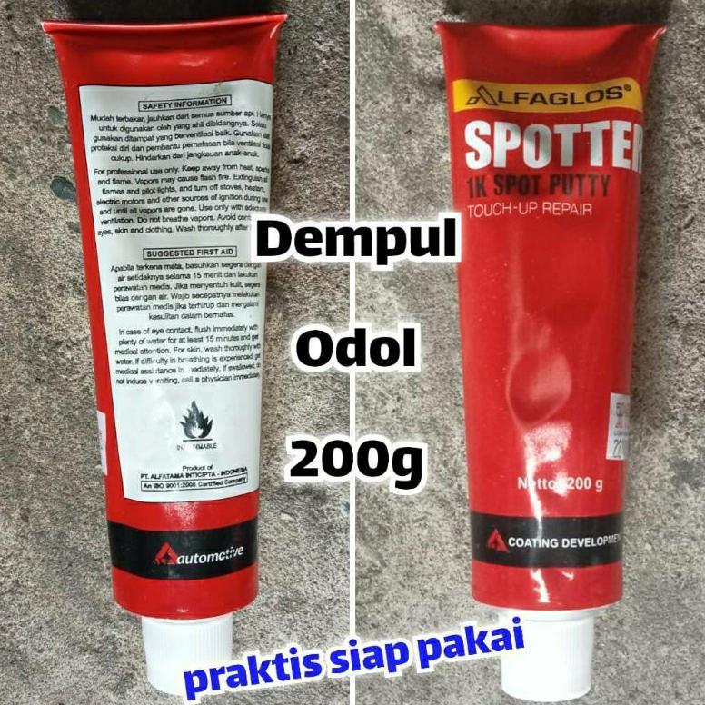 Dempul odol / Spotter Alflaglos 200 g praktis siap pakai - untuk bodi motor mobil besi plastik dempu