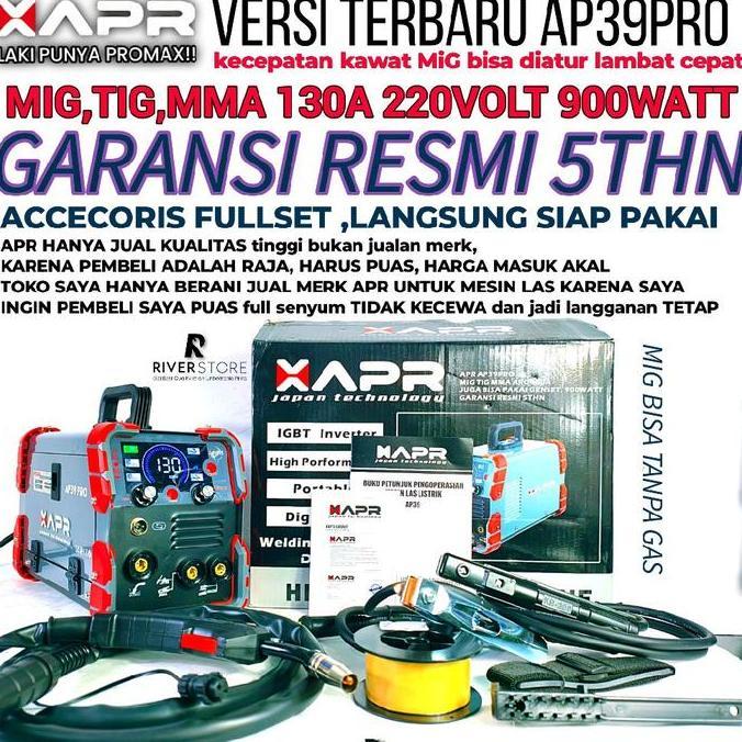 BEBAS ONGKIR - Raja Mesin Las APR AP39 PRO MIG TIG MMA ARC 130A 900WATT Garansi 5thn Full Bonus Weld