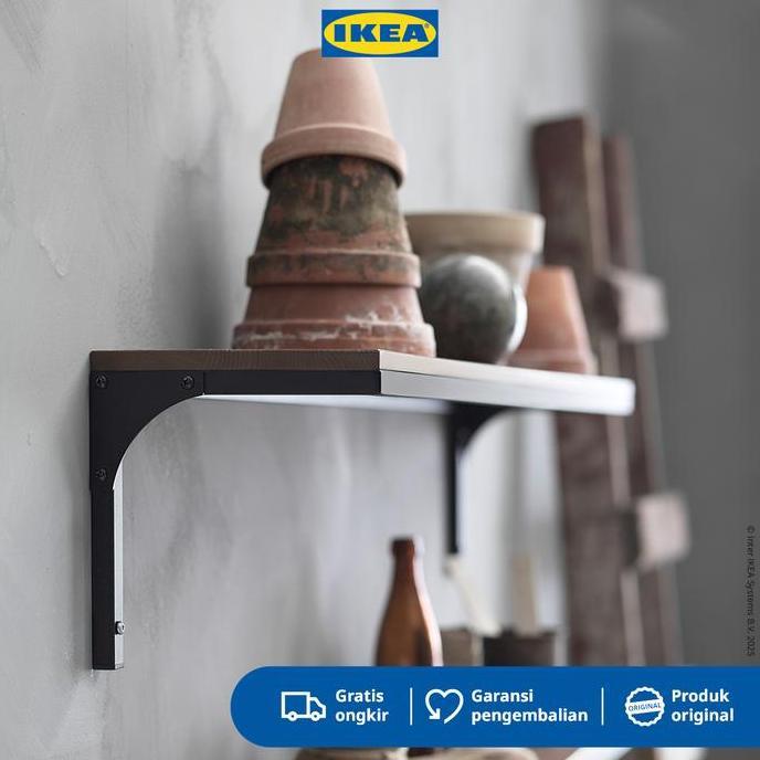 IKEA FJALLBO Rak Dinding Hitam Minimalis 101x20 cm Kayu