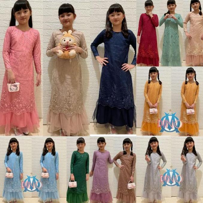 Otokonoko- Gamis Anak Geraldine Brukat Tile Mutiara Import / Gamis Anak Muslim Kondangan / Gamis Ger