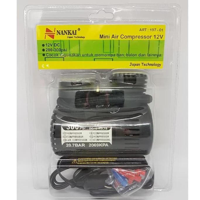 NANKAI Pompa Angin Mini Compressor Kompresor Ban Mobil DC 12V 300psi