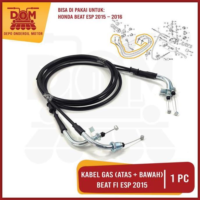 Promo Kabel Gas Beat Fi eSP 2015 Set Atas Bawah (TOKAIDO) Throttle Cable Cabel Seling Tali Kawat Ine