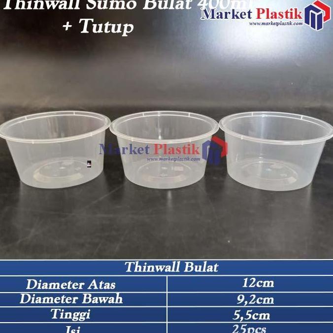 Mangkok Plastik Bulat / Thinwall Bulat / Thinwall Sumo Bulat 400ml