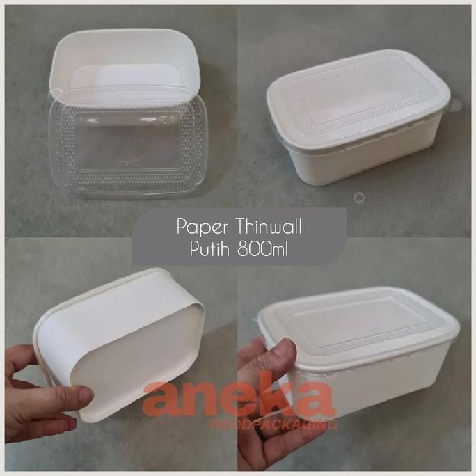 Disposizioni- 25Set- Paper Thinwall 650Ml, 800Ml & 1000Ml Sekat 2 Ptw Kraft & Putih Rectangle Rec La